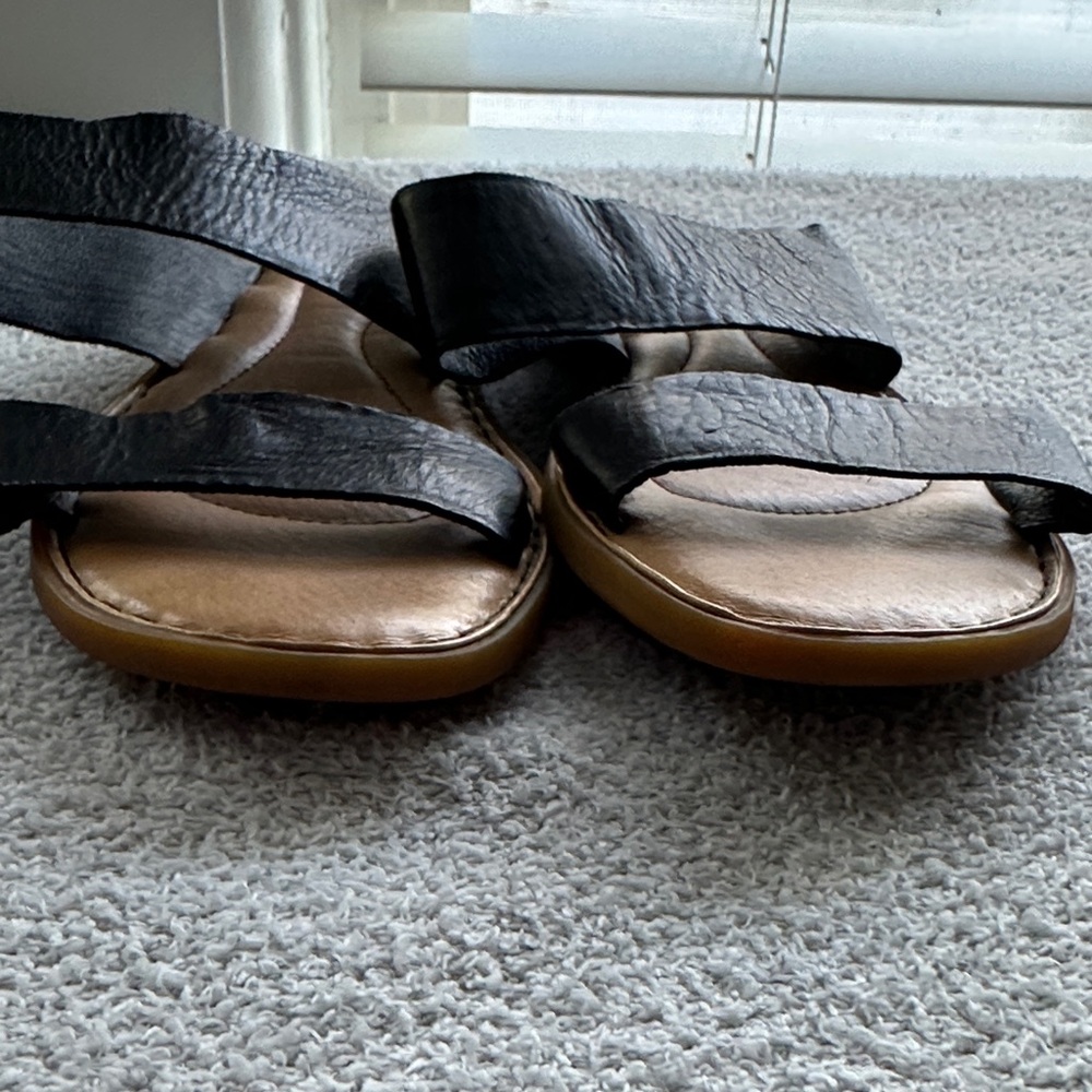 Born Black Leather Double-Strap Slide Sandals - Women 9 - Picture 8 of 8
